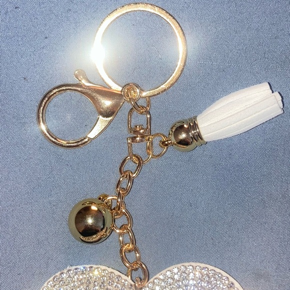 Sparkling Heart Keychain with Tassel - Picture 3 of 4